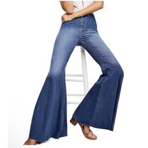 We The Free Just Float On Flare Bell Bottom High Rise Raw Hem Jeans Size 26